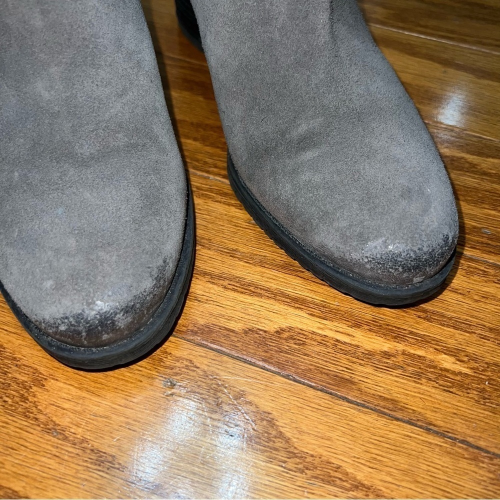 Sam Edelman Gray Suede Chunky Heeled Ankle Booties Size 9.5 - Picture 2 of 10